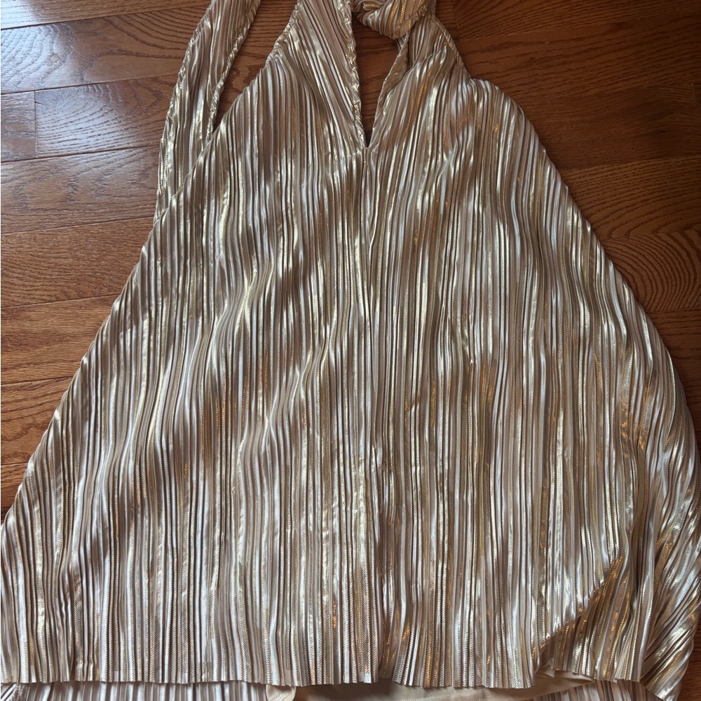 Vici Shimmering Gold Halter Mini Dress - Picture 3 of 3